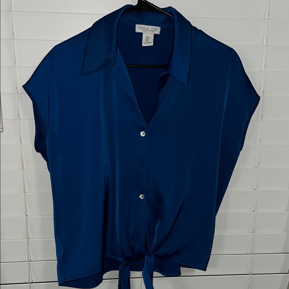 Rachel Zoe Women's Deep Blue Tie-Front Blouse